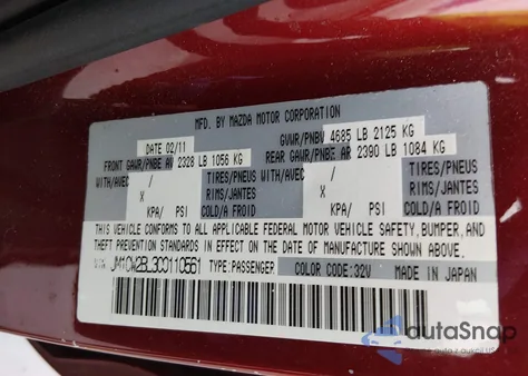 2012 Mazda Mazda5 Sport z USA, uszkodzony, nr VIN JM1CW2BL3C0110561